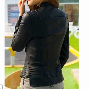 Womens leather biker jacket
